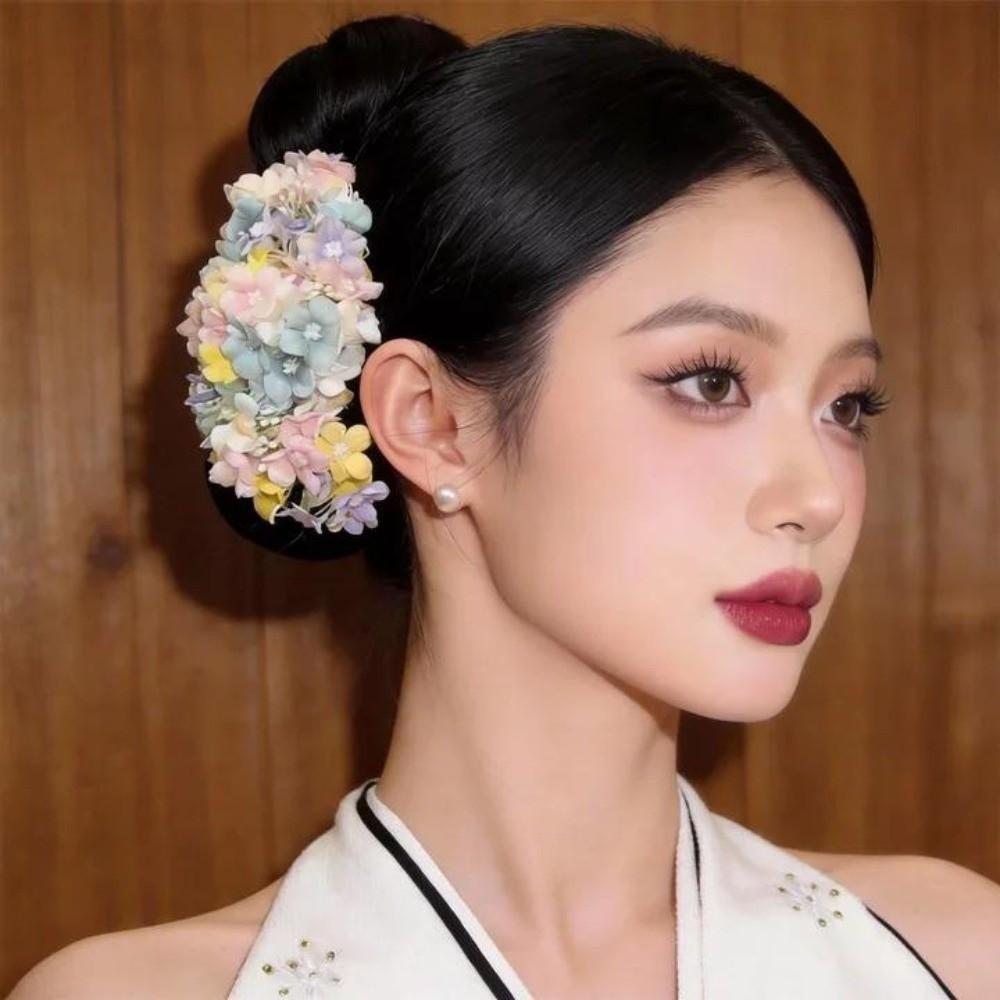 Colorful Flower Hair Stick Bohemian Bride Hair Accessories Elegant Side Clip  Daily