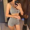 Svartvitrandig Högmidjad Bikini Dam Badkläder Dam Badkläder Tvådelad Bikiniset Shorts Baddräkt Badkläder Swim V6626