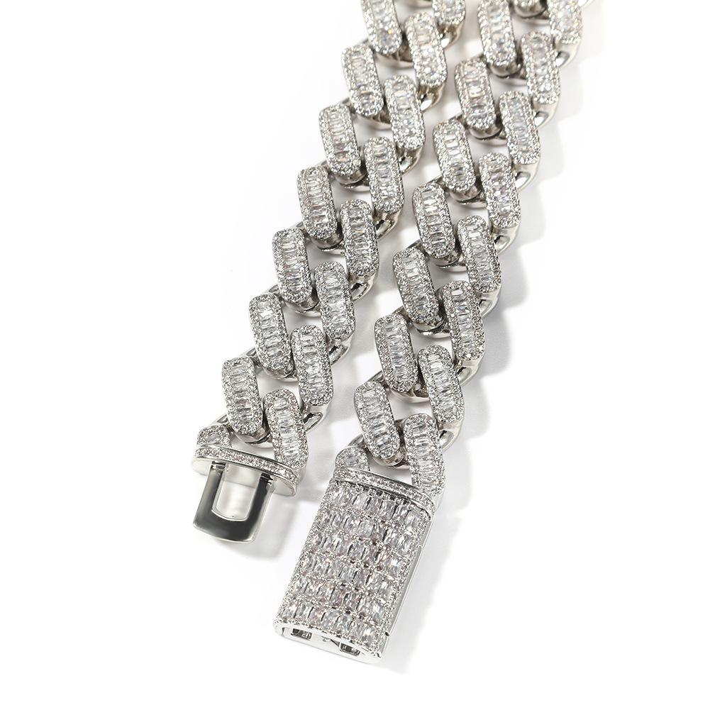 Hip Hop Cuban Chain Necklace Trendy Men Street T Square Zircon 20mm Necklace Fashion