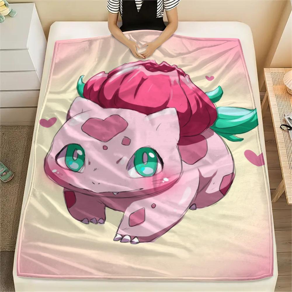 

Bulbasaur Warm Print Flannel Blanket for Home Bedroom Sofa Travel Picnic Use.-TING 75x90cm