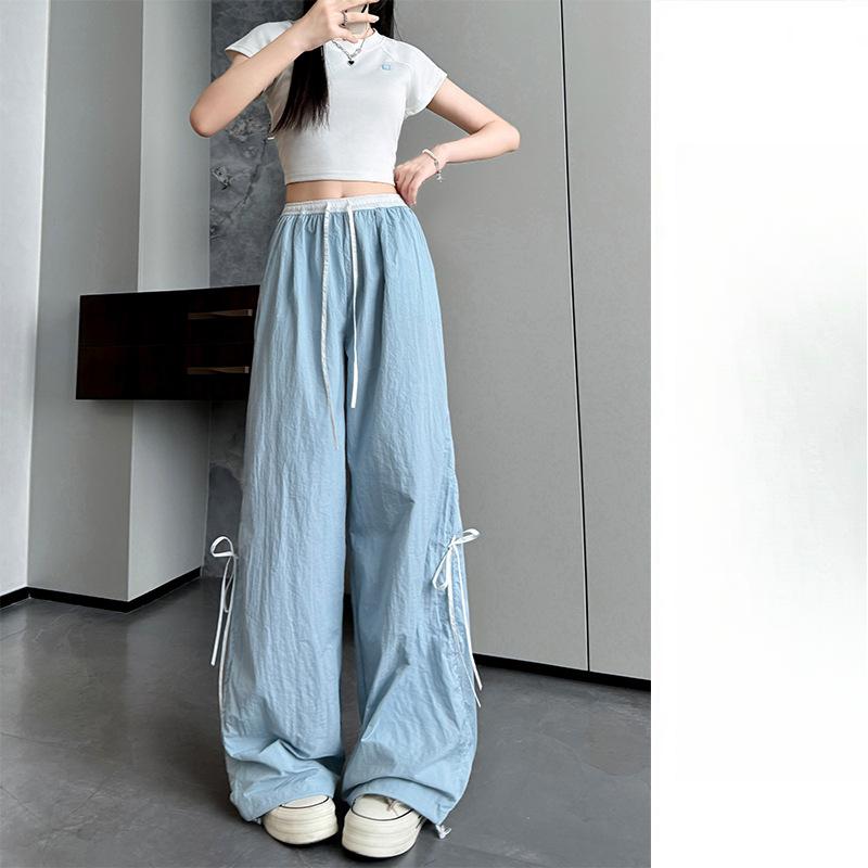 Wide-leg Pants Summer Women's Drape New High-waisted Casual Quick-drying Bow Sweatpants