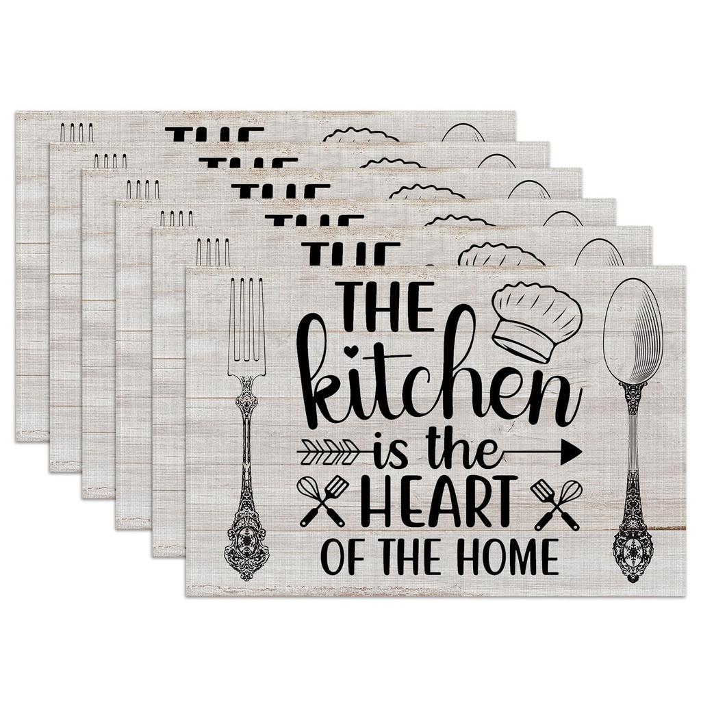 Strawberry Thief William Morris Placemats Set of 6, Floral Bird Washable Linen Place Mat Heat Resistant Non Slip Kitchen Dining Table Mats 12x18 Inch