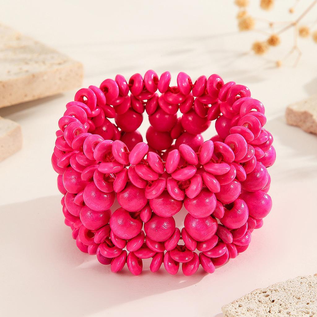 Bead Wooden Bohemian Elastic Bracelet With Round Design Accessories Travel