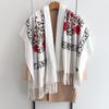 Winter Floral Warm Embroidery Scarf For Women 70*210cm Faux Cashmere Shawl Winter Thick Pashmina Tassels Poncho Elegant Wrap