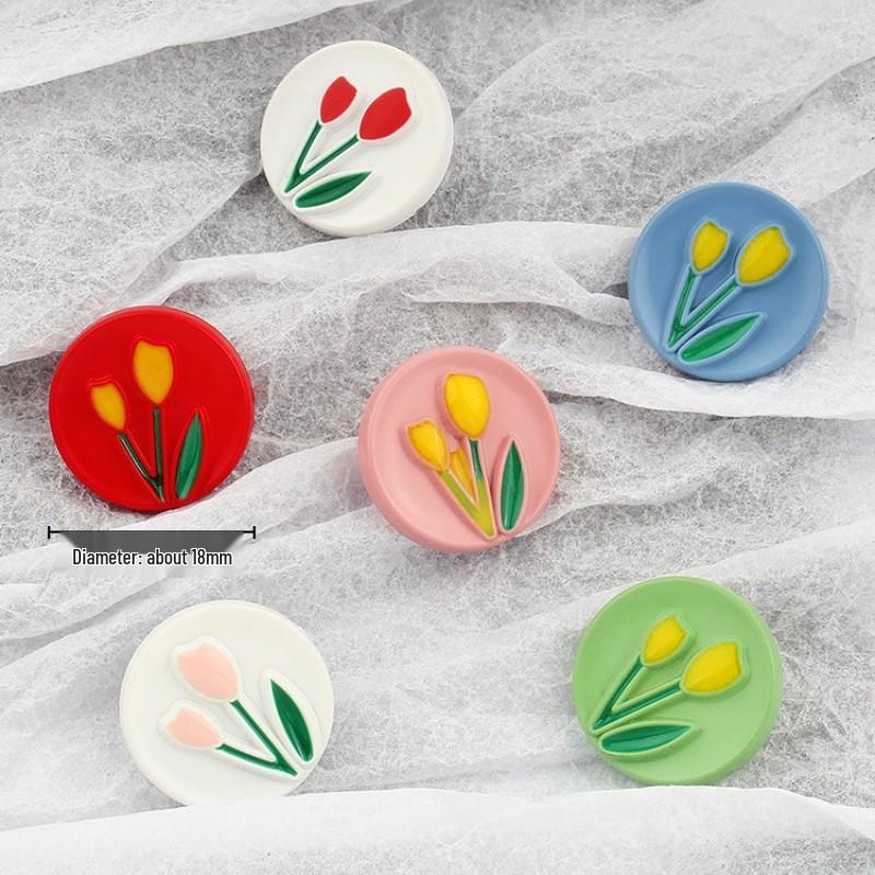 Children's Colorful Tulip Flower Button Cardigan Sweater Shirt