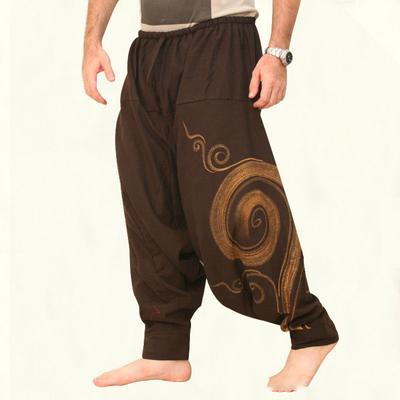 Herren Weite Sport Yoga Hosen Hosen Lässig Ethnisch Bedruckte Overalls Atmungsaktive Kordelzugshose Kleidungsstück Fallschirmhose
