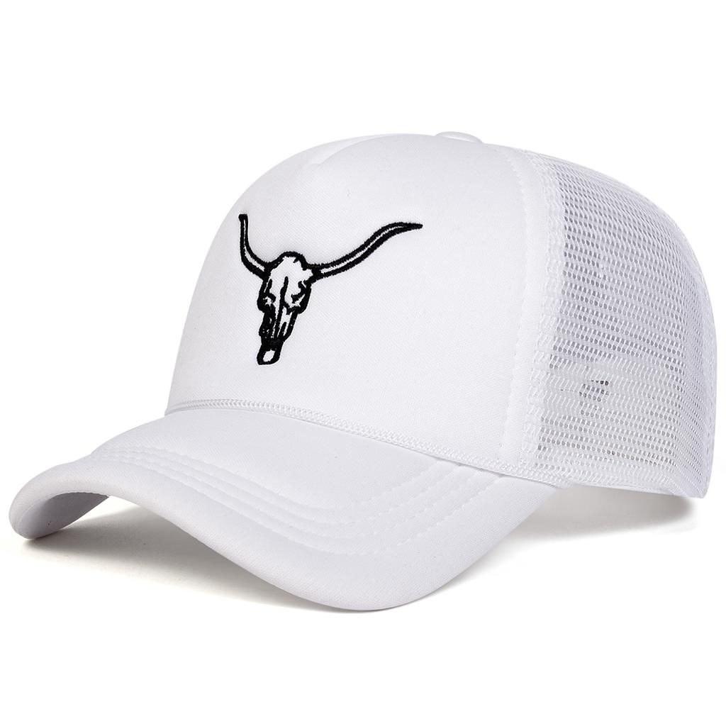 Unisex Ox Head Embroidery Baseball Net Caps Outdoor Adjustable Spring and Summer Casual Sunscreen Hat