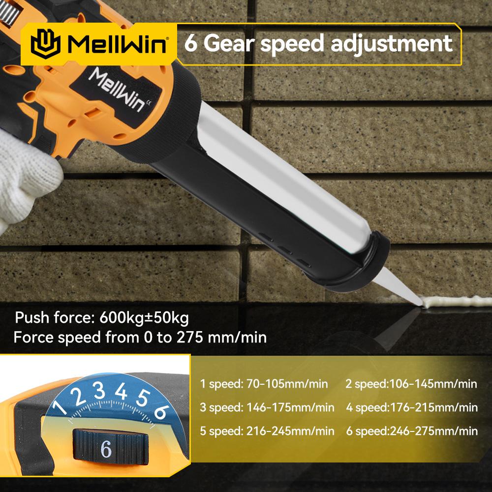 MELLWIN 10 Oz/300 Ml Glass Glue Caulking Gun Cordless Doors & Windows Electric Sewing Gland Tool For Makita 18V Battery Pin