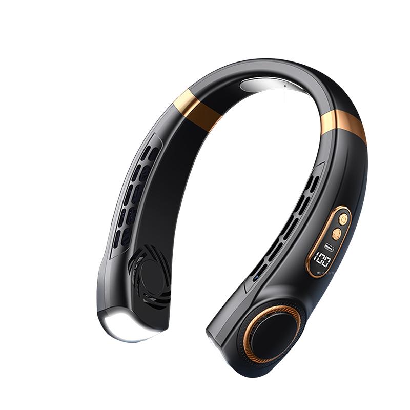 

Ice Ceramic Cooling Intelligent Portable Neck Hanging Fan Silent with light Outdoor High-Power bladeless Fan USB Type-C Charging чёрный