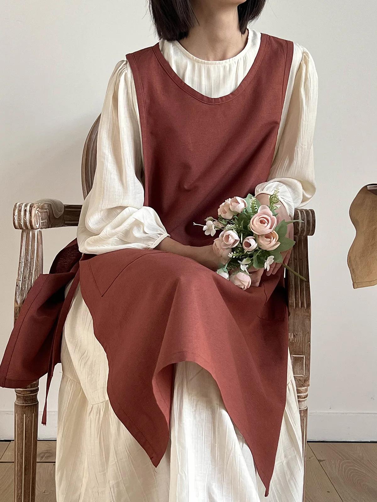 

Фартук для кухни Фартук для ресторана Фартук для шеф-повара Кухонный комбинезон для флориста Безрукавка с карманами Фартук в японском стиле