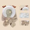 Children Hat With Scarf Design Antler Decoration Thickened Warm Plush Winter Hat
