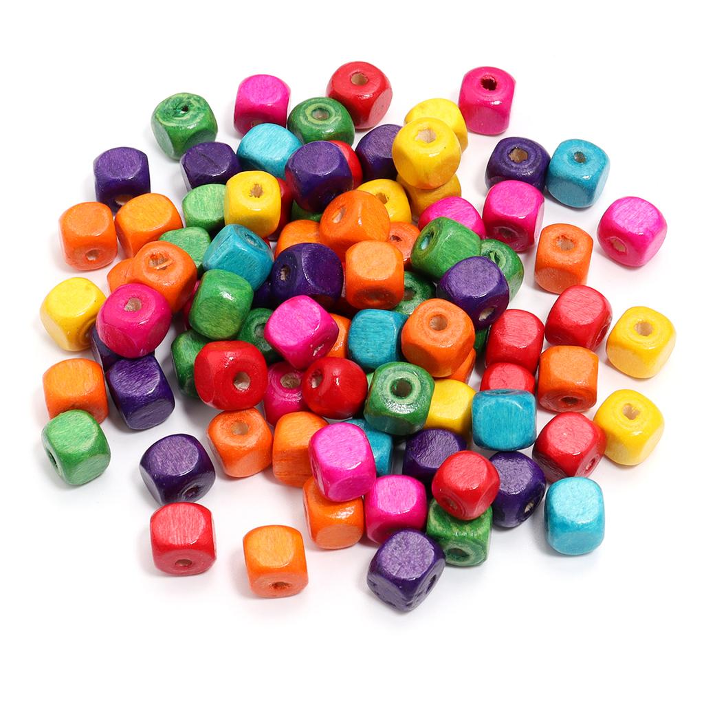 100-500pcs Cube Shaped Wooden Beads 6/8/10mm Mix Color Square Loose Bead for DIY Necklace Bracelets Jewelry Making Materials