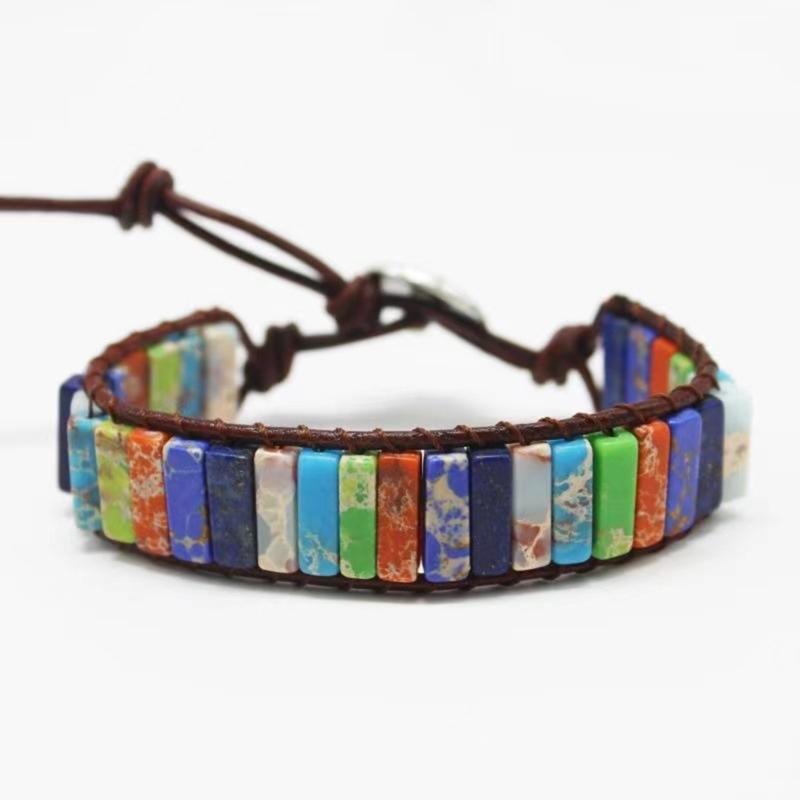 Bohemian Style Handmade Bracelet Colorful Round/Square Clasp Handchain Comfortable Wear Wristband for Fashionable Women