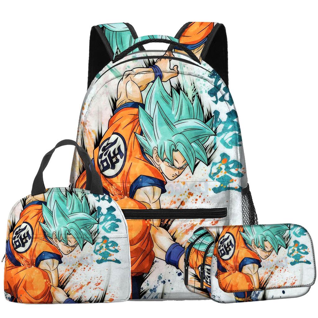 3D Animation Wukong Dragon Ball Super Student School Bag Backpack Lunch Bag Pencil Bag Three-Piece Set