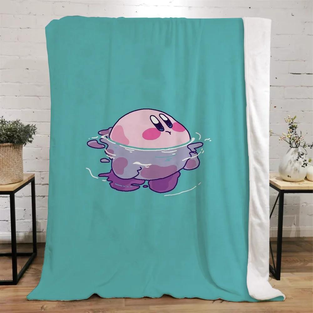 Kawaii Cartoon Kirbys Designer Throw Blanket Fluffy Custom Blankets Characters Home and Decoration Luxury Bedding Knitted Plaid