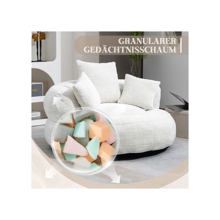 Canapé Futon - MUVOE - Inclinable - Chenille Beige - Dossier Haut - Confortable Et Durable