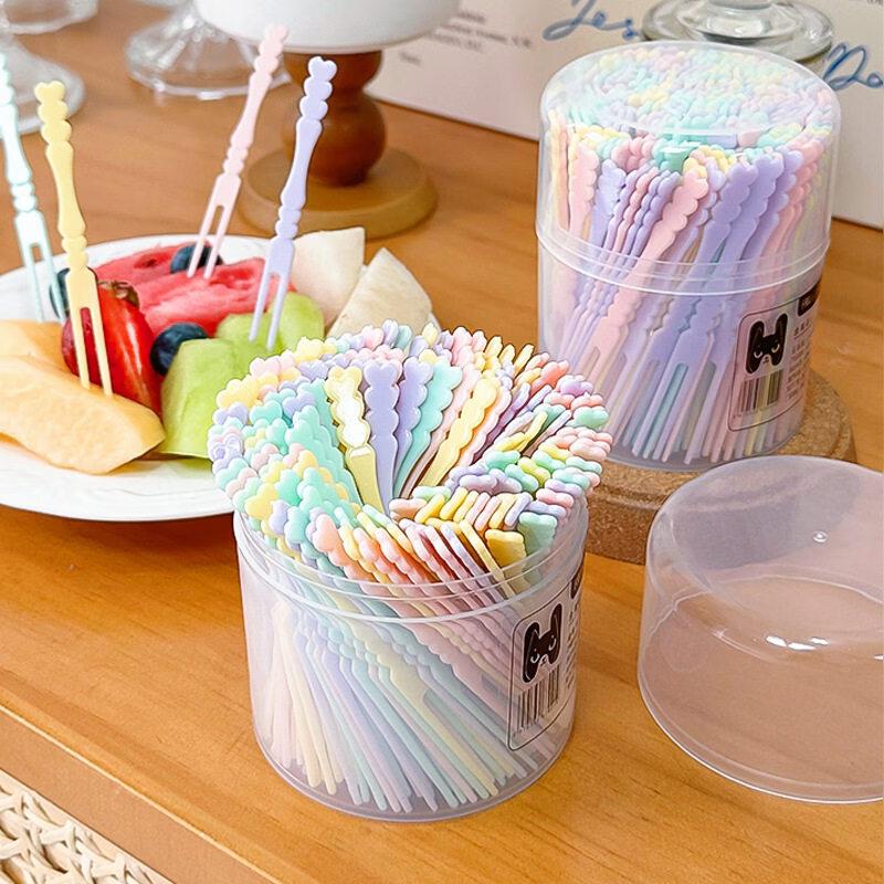 ZISIZ Disposable Food-Grade Plastic Fruit Forks