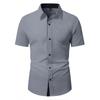 New Summer Men Clothes Spell Color Short Sleeve Shirt Men Lapel Fashion 100% Polyester Shirt Tops