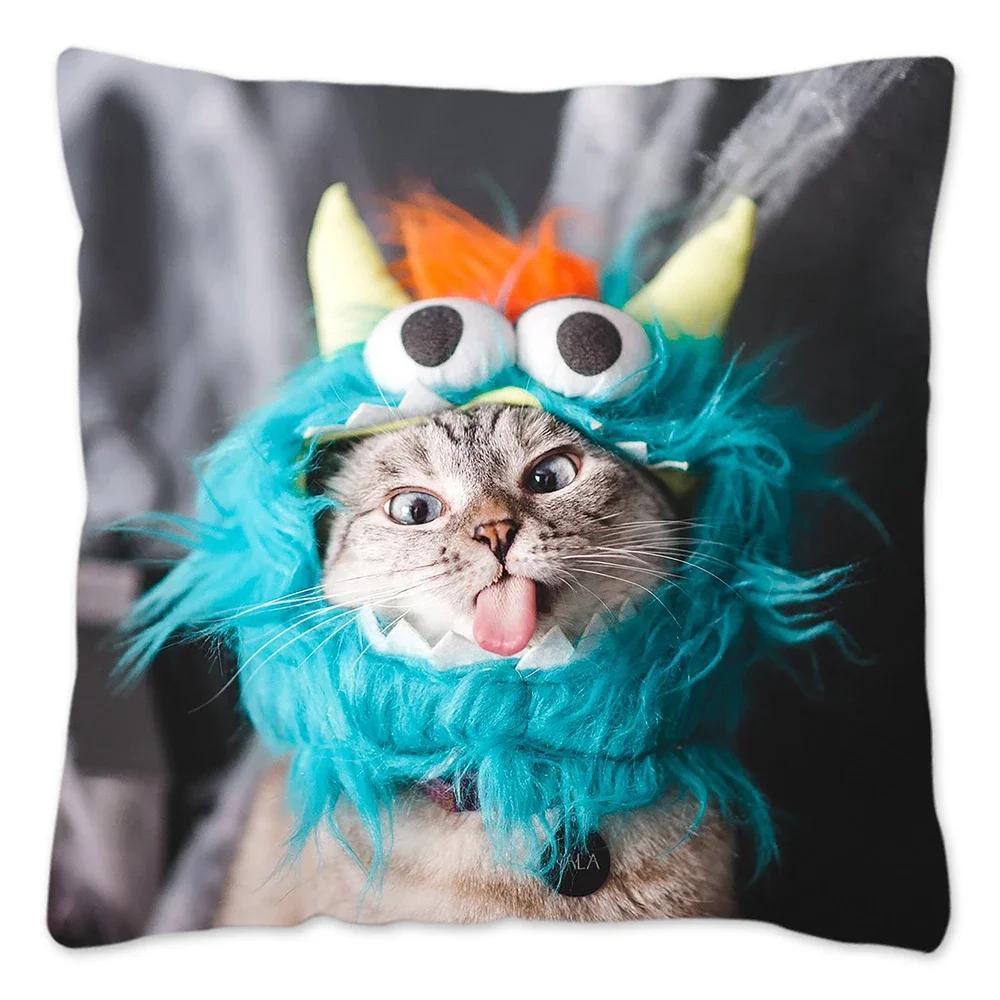 

Счастливого Рождества Нора Кошка Наволочка Печать Серия Главная Квадратный Офис Чехол Для Подушки 66x66cm бордовый