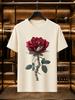 2026 New 100 Cotton Tshirt Realistic Red Rose Wrapped With Dollar Bills Print Luxury Casual Short Sleeve