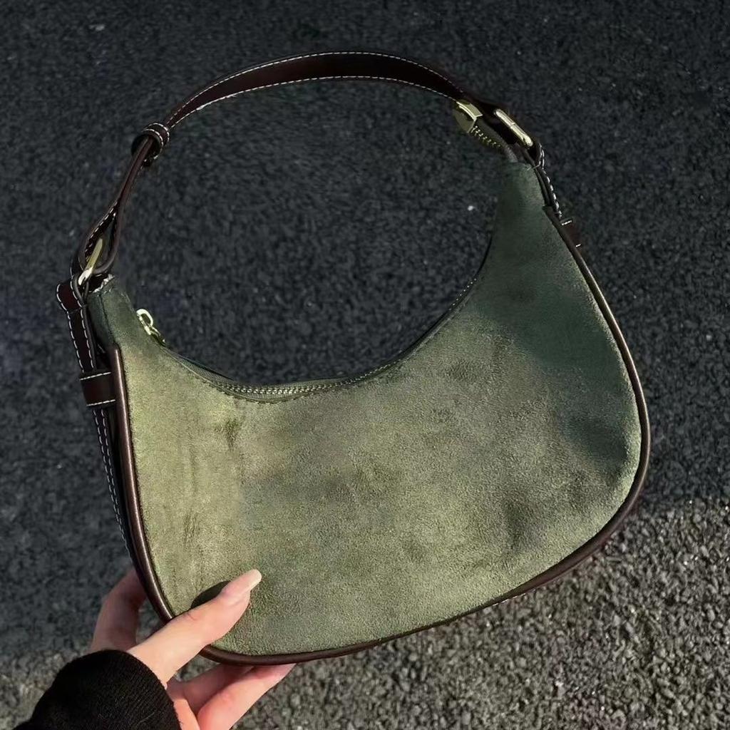 Lässige grüne Achseltasche Damen Neu Vintage Hot Girls Leder Einfarbige Schultertasche Weiblich Retro Elegante Handtasche Geldbörse