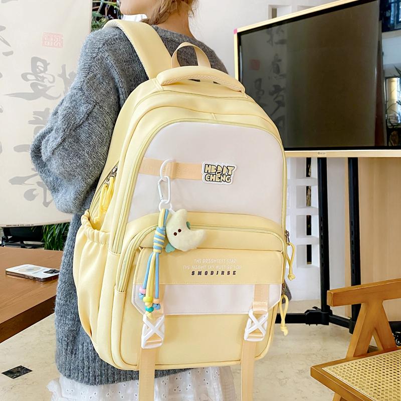 Contrast Color Backpack Campus Large Capacity Student Schoolbag