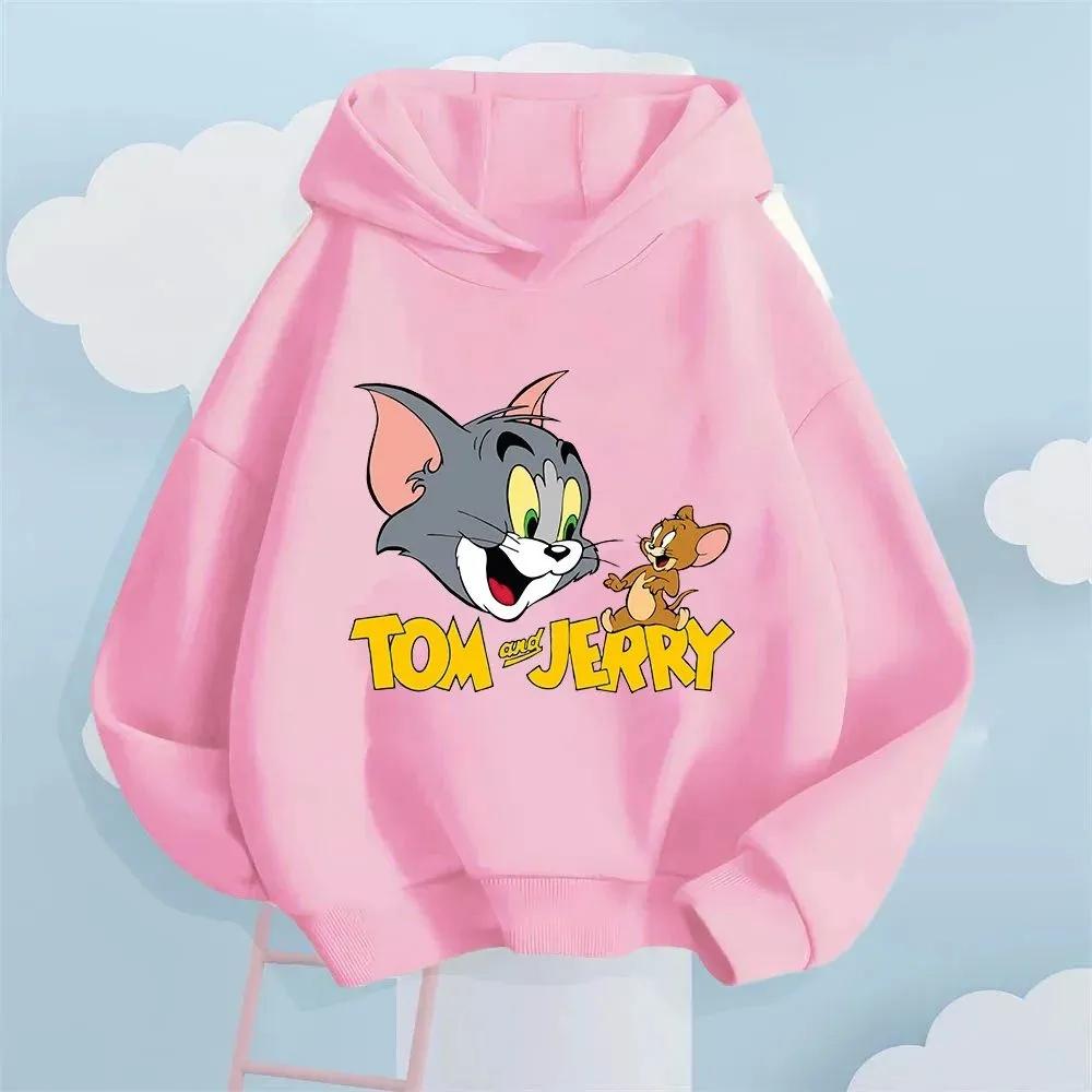 2026 Kids Hoodie 4 To14 Y Tom Tom Jerry Pullover Cartoon Children Hoodie Boys Girls Teen Spring Autumn Style Pullover