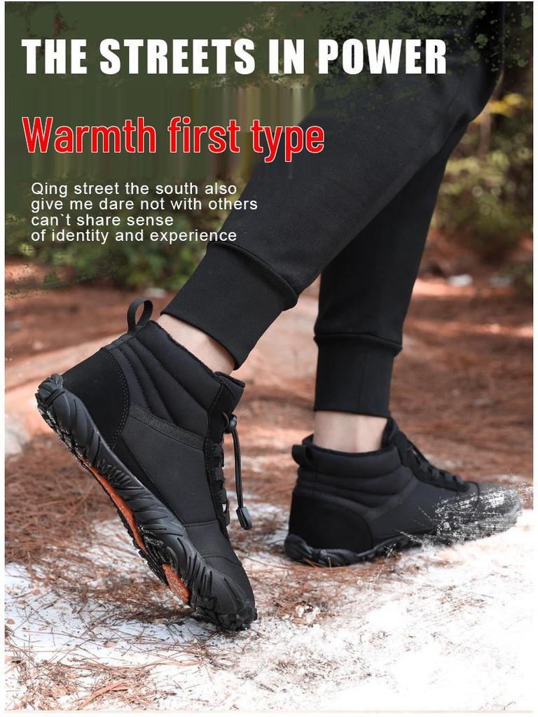 2024 Winter Fleece-Lined Waterproof High-Top Snow Boots - Warm, Breathable Casual Cotton Shoes for Couples