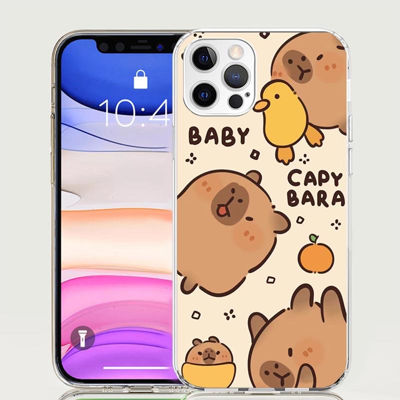 Funny Capybara Cartoon Animal Phone Case For iPhone 17 Air 16 15 Plus 11 14 Pro Max 13 Mini 12 7 8 + SE Pattern Art Customized C