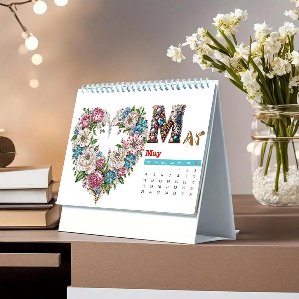 2026 Standing Desk Calendar DIY Diamond Art Painting Monthly Flip Desktop Calendar with To Do List Calendars Planner for Home Office-2026-A