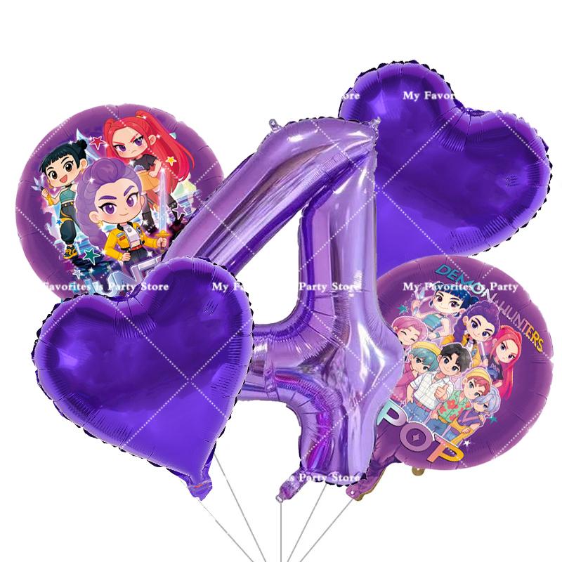 Kpop Demon Hunters Children Birthday Party Decoration Ball Number Digit 1-10 Balloon Set Baby Shower Supplies Gift Toy s Round Sensory Compression