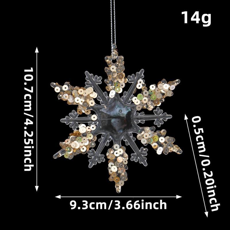 Christmas Ornament Acrylic Sequin Christmas Tree Pendants Snowflake Christmas Supplies Hanging Ornament