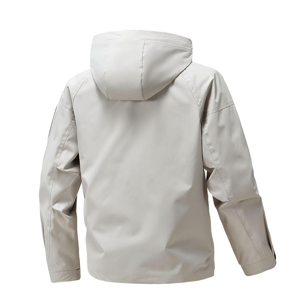 Men's Windproof Hiking Jacket with Hood Long Sleeve Zip Front Outdoor Coat for and Hiking