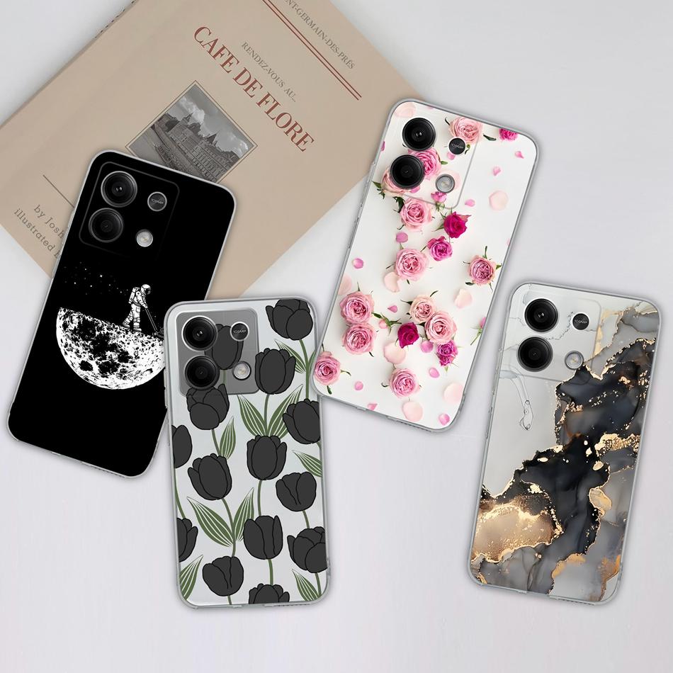 For Redmi Note 13 Pro Plus Phone Case Ink Painting Transparent Soft Slim Silicone Anti Choc Back Cover For Redmi Note13 13Pro+