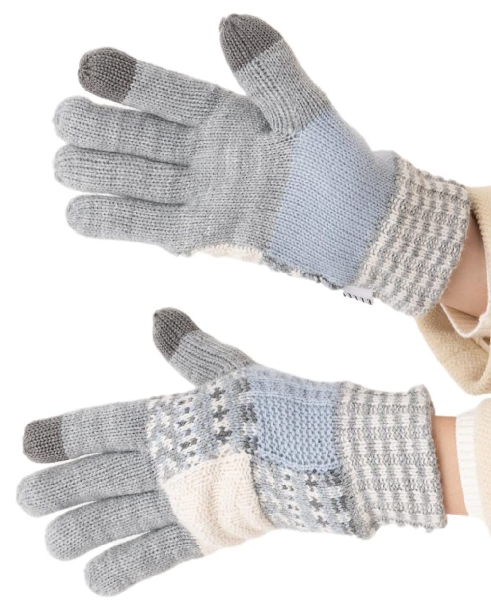 

ELLE Милые вязаные перчатки пэчворк с косами, пушистый флис, совместимые со смартфоном, подарочный чехол в комплекте бесплатно, женские вязаные, с подкладкой, (Серый, Доставка) серый