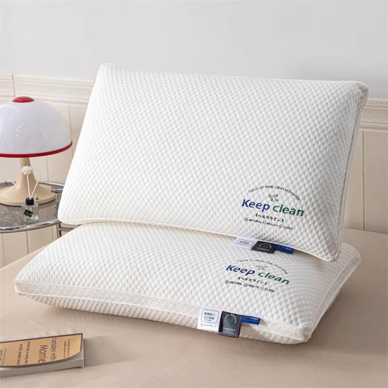 

Grid Pattern Pillow with Neck Support Core, Anti-Collapse Feather Fiber Pillow for Cervical Spine Pain Relief - Low/Medium/High Height Low pillow 750g 1pc