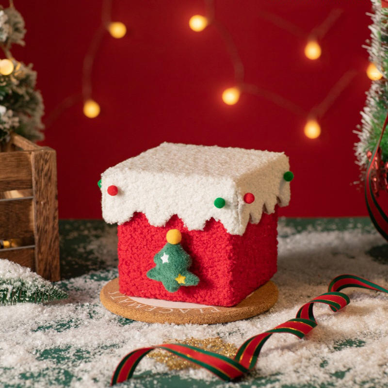 

Christmas Gift Box Reindeer Xmas Tree Felt Box with Ribbon Multifunctional Plush Candy Treat Box for Small Gifts Snacks Christma 1PC