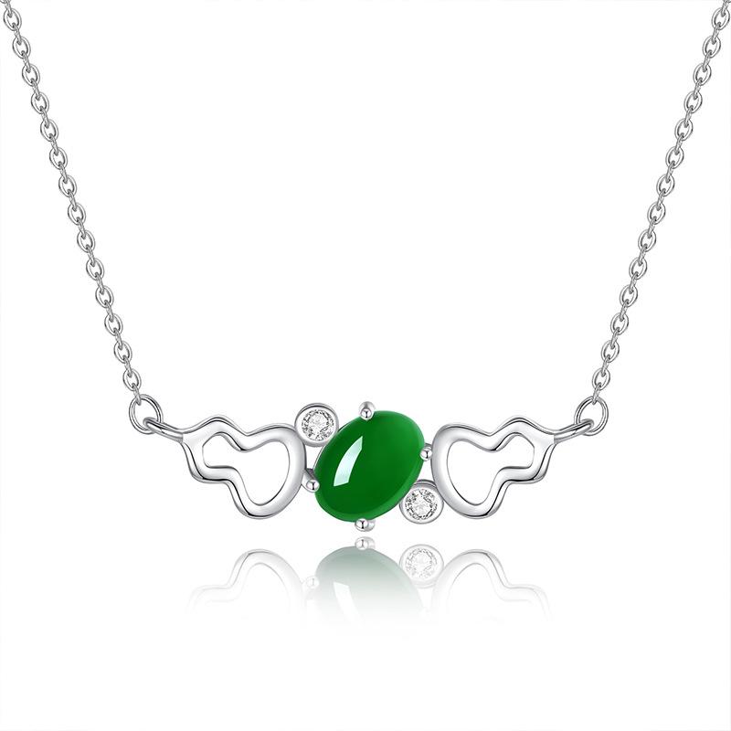 

Fulu Double Gourd Hollow Pendant Natural A Product Yang Lvyu Temperament Clavicle Chain s925 Pure Silver Premium Necklace Fashion Jewelry Gift 925 silver