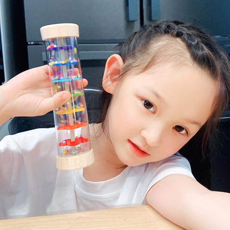 Rainstick Orff Percussion Instrument: Rainbow Hourglass Sound Simulator, Guiro Maraca for Early Education Music Classes