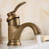 European Traditional Style Basin Faucet Deck Mounted Brushed Brass Single Handle Metered Ceramic Valve Antique Copper Finish