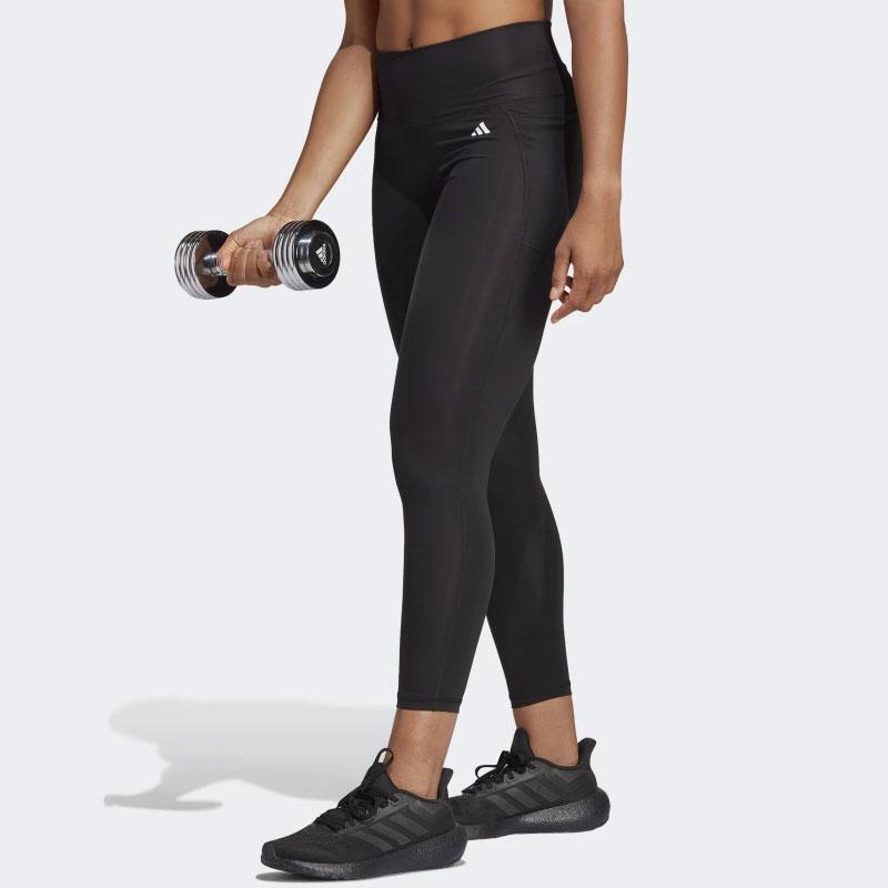 adidas Logo Print High Waist Elastic Long Sports Pants Women Bottoms Black HS9931