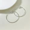 Korean version of round plain ring earrings Internet celebrities with the same simple mosquito coil disc without ear clips versatile atmospheric