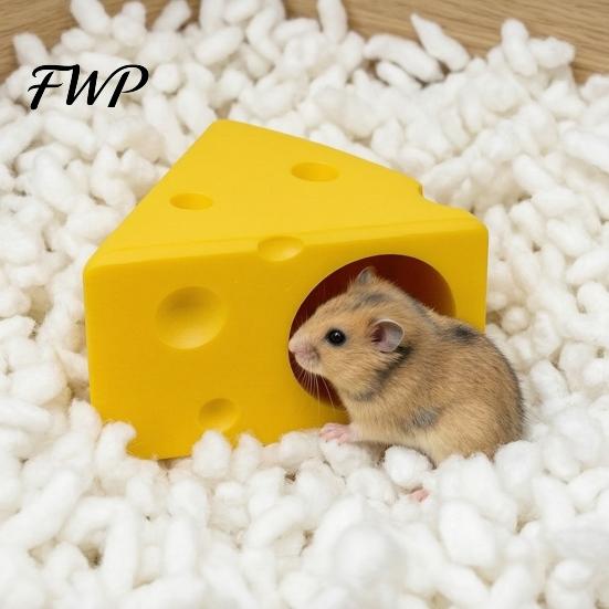 PETG Chewing Resistant House Cheese Hamster Hideout, Funny Cave House, Small Pet Hideout Food Bowl, Cage Accessory for Gerbils, Guinea Pigs