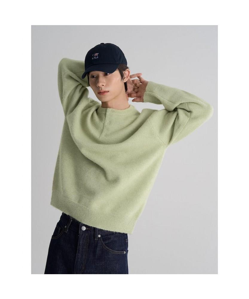 8seconds Wool Blend Henley Neck Knit Pullover Light Green
