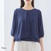 RIRIYĀNO Damen Chiffon Bluse/Hemd, 3/4 Ärmel, Anzug-Innenfutter, Knitterarm, Schnelltrocknend, für Pendler und Bürogebrauch (Größe L, Marineblau)