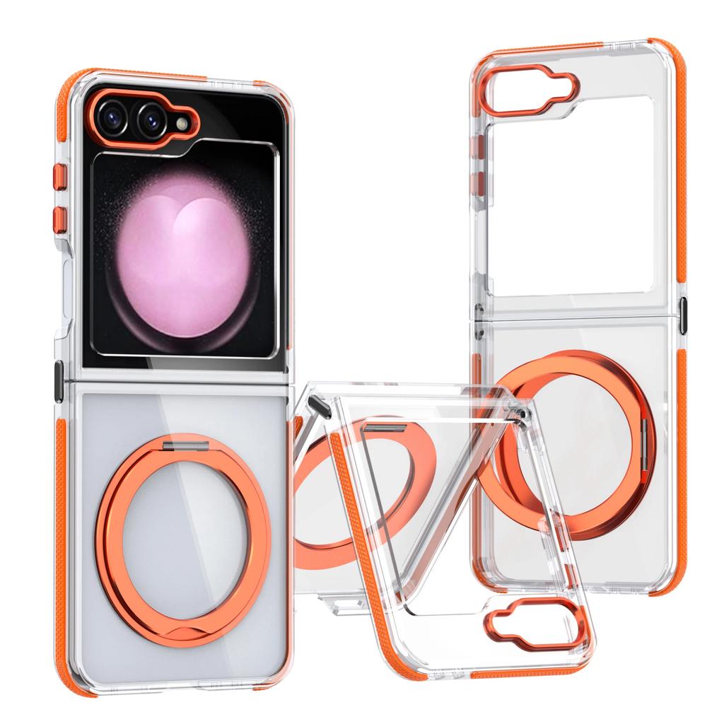 360° drehbarer Ringhalter Magnetische Handyhülle Handyhülle für Samsung Galaxy Z Flip 6 Flip6 5G Transparente stoßfeste Hülle