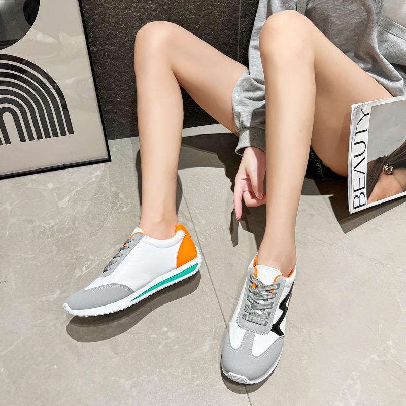 Fashion Women's Spring New Casual Single Shoes Round Head Color Matching Before Lacing Soft Sole Non-slip Low Top Sneakers