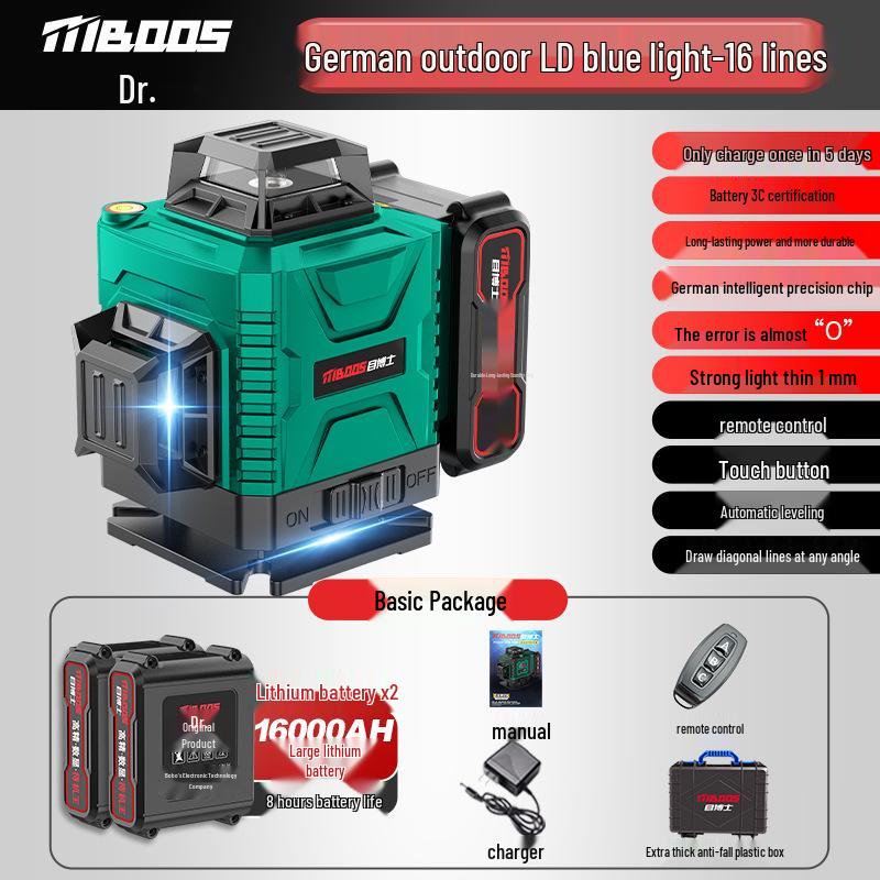 High-Precision 12-Line Outdoor Green Laser Level with Automatic Leveling for Walls and Floors