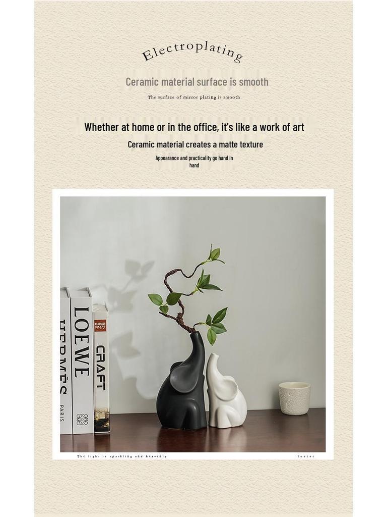 Nordic Modern Elephant Vase - Ceramic Ornament for Living Room, Sideboard, or Entrance Hall Display. A Perfect Housewarming Gift.