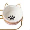 Cat Bowl Raised Detachable Feeder with Iron Holder Shelf Neck Guard for